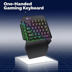 Say No to Hand Pain! One - Handed Mechanical Keyboard | RGB Backlight | Radium - Carved Keys | Ergonomic Wrist Pad | Fast Wired Response | For Marathon Gaming Sessions