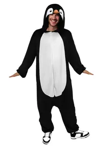 Penguin Onesie Pajamas for Unisex Adult - Plush One Piece Animal Costume Sleepwear with 3D Hood or Halloween & Cosplay Party