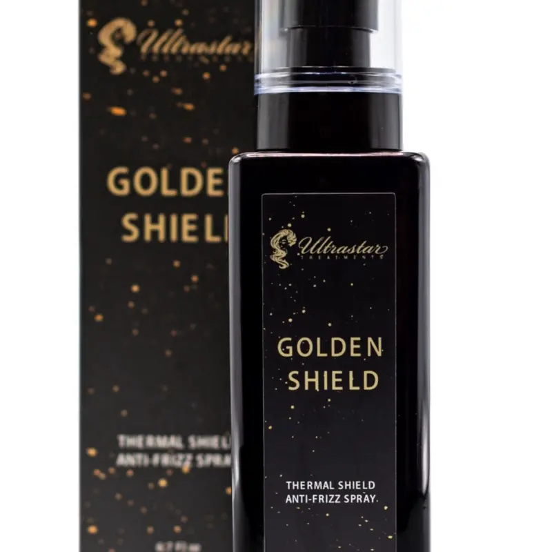 Ultrastar Golden Shield Anti-Frizz Thermal Spray - Keratin-Like Treatment, 6.7 fl oz, Thermal Shield Formula Haircare Smooth