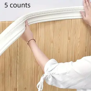 3D Floral Foam Wall Skirting Line, 5 Counts Self-adhesive Wall Waist Line, Waterproof Decorative Living Room Wall Sticker Border, Home Decoration