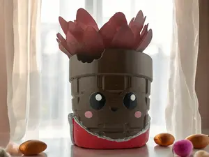 Cute Chocolate bar Planter with Smiling Face with Bite Mark - Handmade Pot for Plants