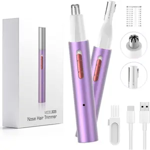 Rechargeable 5 in 1 Ear and Nose Hair Trimmer for Women, 2024 Professional Painless Eyebrow & Facial Hair Trimmer with Powerful Motor and Dual-Edge Blades Easy Cleansing