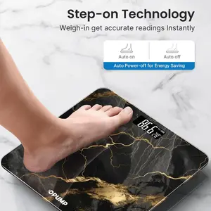 OPUMP Black Marble Digital Bathroom Scale – High Accuracy 400 lbs Weight Scale with LED Display, Auto On/Off, Multi-Unit Conversion (KG/LB/ST),Healthcare