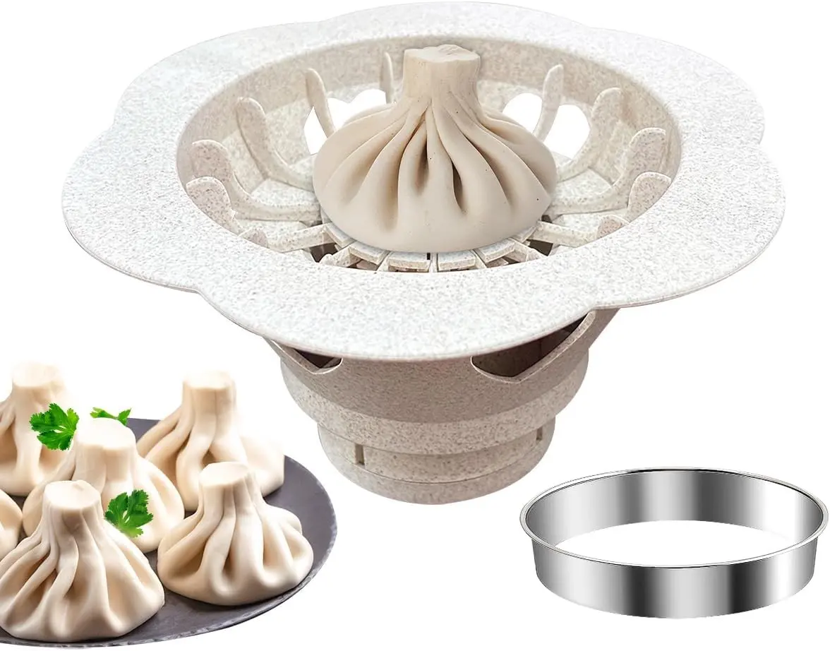 6.6'' Food-Grade White Baozi Maker Machine Big Dumpling Bao Bun Mold Easy To Use & Clean Quick Dumpling Crimper For Home Kitchen Beginner