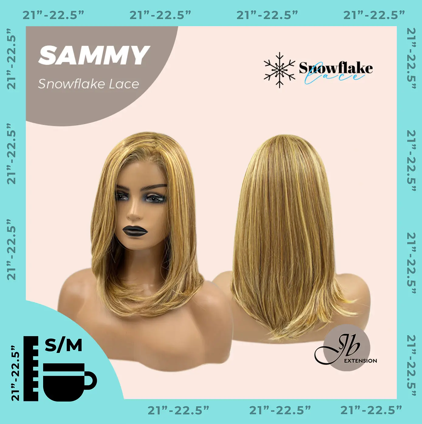 JBEXTENSION 15 Inches Honey Blonde Pre-Cut Snowflake Lace Frontlace Glueless Wig SAMMY【PERMATEASE】【BENDY EAR TABS】