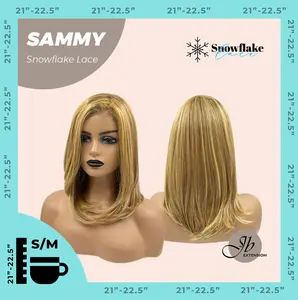 JBEXTENSION 15 Inches Honey Blonde Pre-Cut Snowflake Lace Frontlace Glueless Wig SAMMY【PERMATEASE】【BENDY EAR TABS】