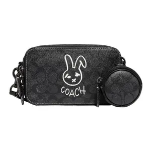 COACH Charter 19 Monogram Rabbit Print Coated Canvas And Calfskin Mother-Daughter Crossbody Bag For Men