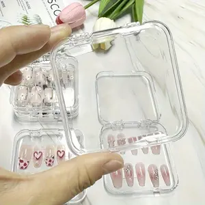 2pcs Clear Nail Boxes, Transparent Nail Storage, Small Nail Wearing Boxes, Tool & Accessories for Nail Care, Acryl Material