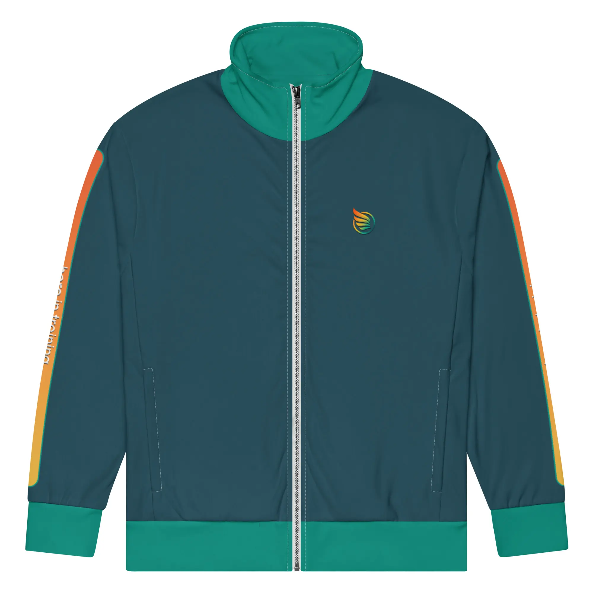 Unisex-Active jacket - Hero Basics Retro-Pop Unisex Track Jacket - Teal & Emerald Color-block