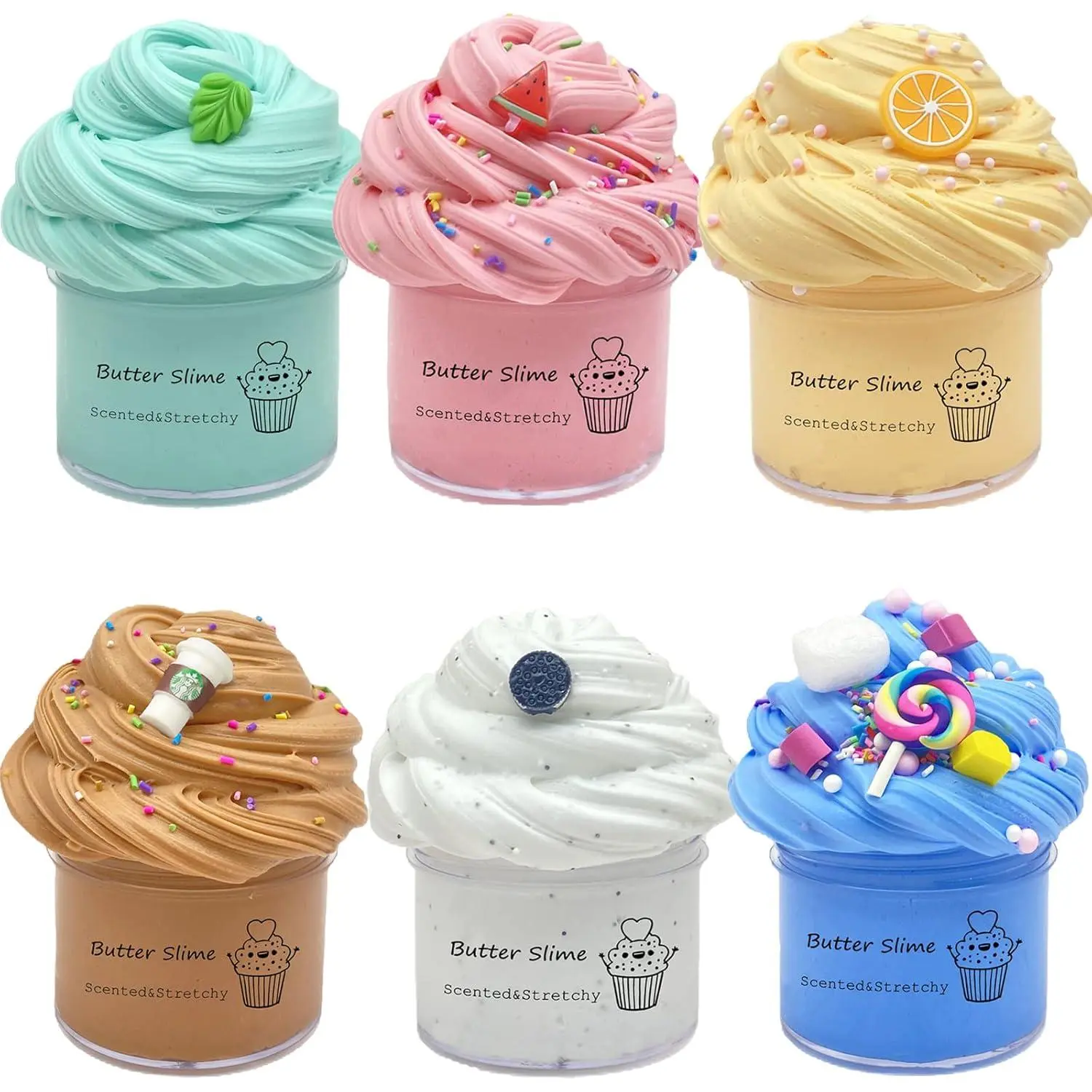 6-Pack Stretchy Slime Craft Kits Pre-Made Butter Sludge Toys, Super Soft Non-Sticky, Easter Egg Fillings Christmas Stocking Stuffers, Kids' Gifts, Open Ended Play