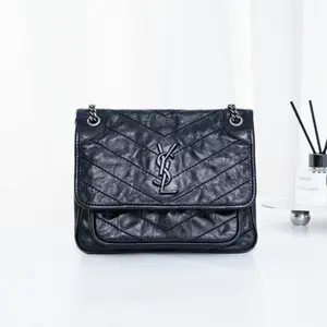 Pre-owned Yves Saint Laurent Saint Laurent YSL Black Silver Niki small th260201030