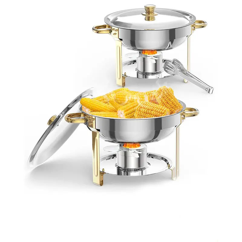Garvee Round Professional Stainless Steel Chafing Dish 5QT Round Buffet Server & Warmer Rust Resistant Casserole Cooking Container 2 4 or 6 Pack Options Garvee Round Professional Stainless Steel Chafing Dish 5QT Round Buffet Server & Warmer Rust Resistant Casserole Cooking Container 2 4 or 6 Pack Options
