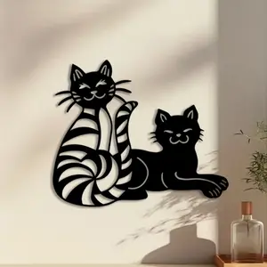 1pc Cat Silhouette Metal Wall Art, Cat Silhouette Statue Mural, Perfect for Bar Wall, Office Wall, Living Room Wall, Halloween Decor, Modern Home Decoration, Ideal Gift for Cat Lovers, Powder-Coated Metal