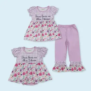 Jesus Loves Me Toddle Girls Easter Holiday Floral Romper