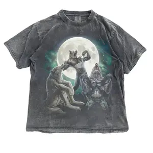 Alpha Wolf Vintage 90s T-Shirt, Retro Meme Tee, Grunge Clothing Aesthetic, Emo Silly Wolf Graphic Shirt, Alpha Wolf, Washed Oversize Shirt Womenswear Top