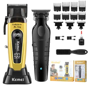 KEMEI Professional Hair Clipper with Powerful Motor, Ultra-High Speed Cutter, DLC Blade, Constant Temperature Without Overheating, Multi-Level Adjustment, Long-Lasting Battery, LED Power Display, Premium Gift Box Edition