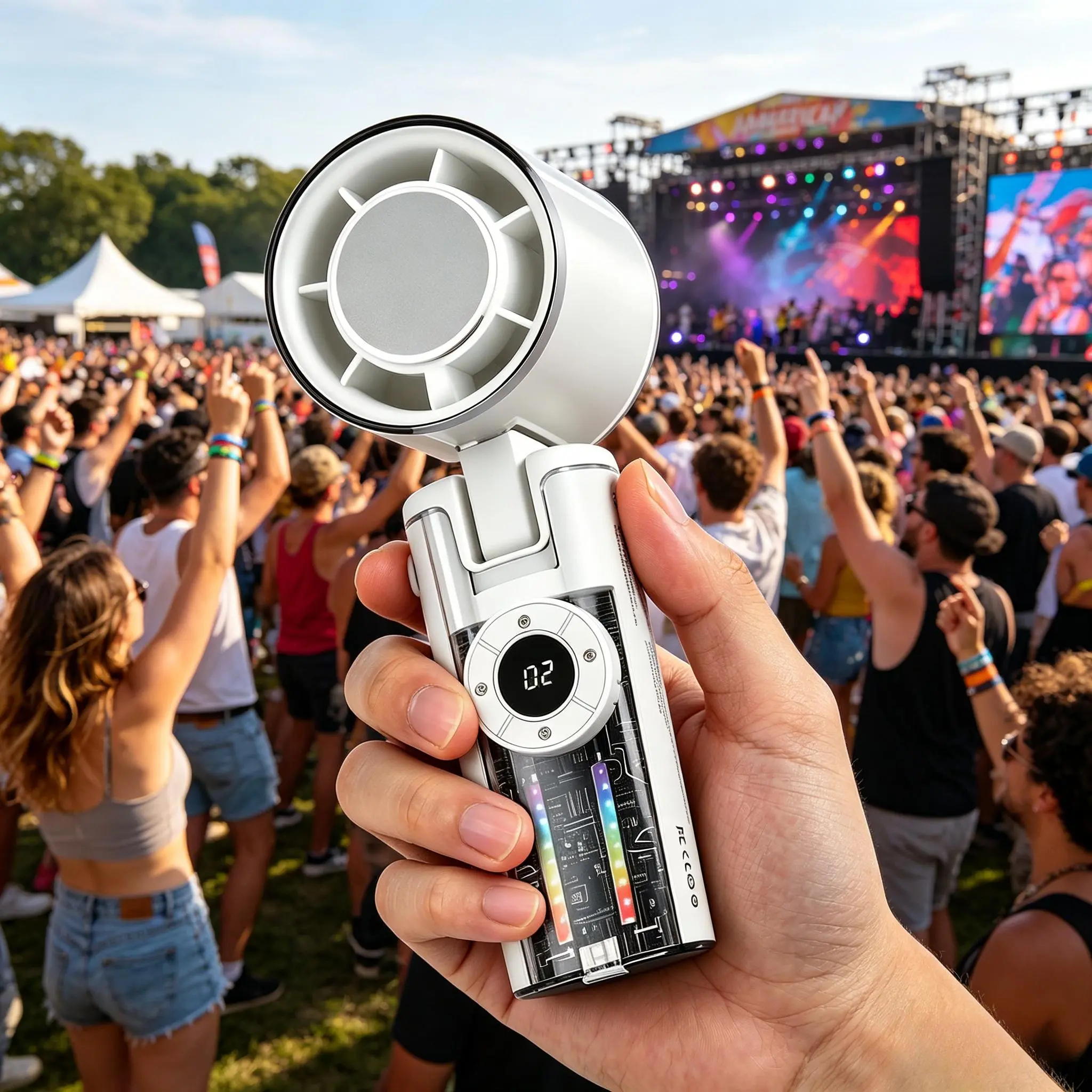 Handheld Turbo Fan 3600mAh 4H Battery with 199-Speed Stepless Digital Display, TEC Semiconductor Refrigeration, 5-in-1 Neck/Hand/Desk Cooling Fan, Portable Summer Fan for Outdoor Office Travel
