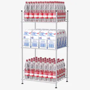 Water Bottle Organizer, Water Bottle Holder Storage Rack, Drink Organizer for Pantry, Metal Drink Beverage Soda Can Organizer Shelf Stand, Freestanding Bottled Water Holder, Beverage Soda Can Tumbler Dispenser Stand, for Pantry Kitchen