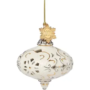 Lenox Ornaments, 2025 Annual Porcelain Ornament, Gold Accents, Made of Porcelain, Christmas Tree Decoration, Features Gold Cord for Hanging, Christmas Decorations, Winter Tree Decor (1 Piece Ornament)