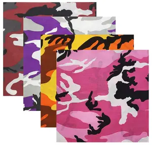 ARMYU Camouflage Bandanas Cotton Head Face Neck Cover Headwraps Bandanna 22" x 22", 4 Pack