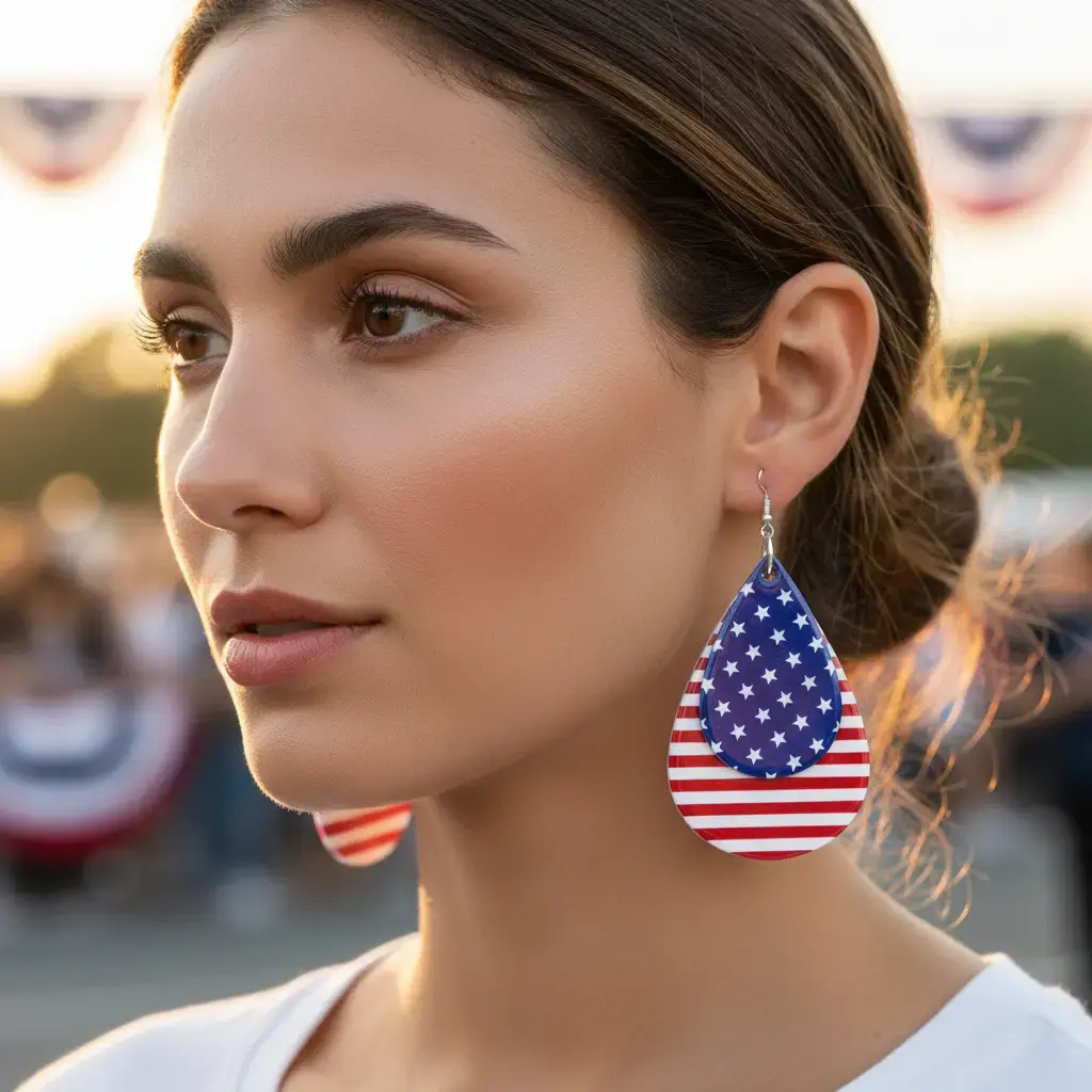 250th Anniversary USA Shirt - American Flag Earrings for 4th of July Shirts Women | Patriotic Teardrop Earrings for Memorial Day Accessories Outfits Merchandise - Fourth of July Decorations for Girls