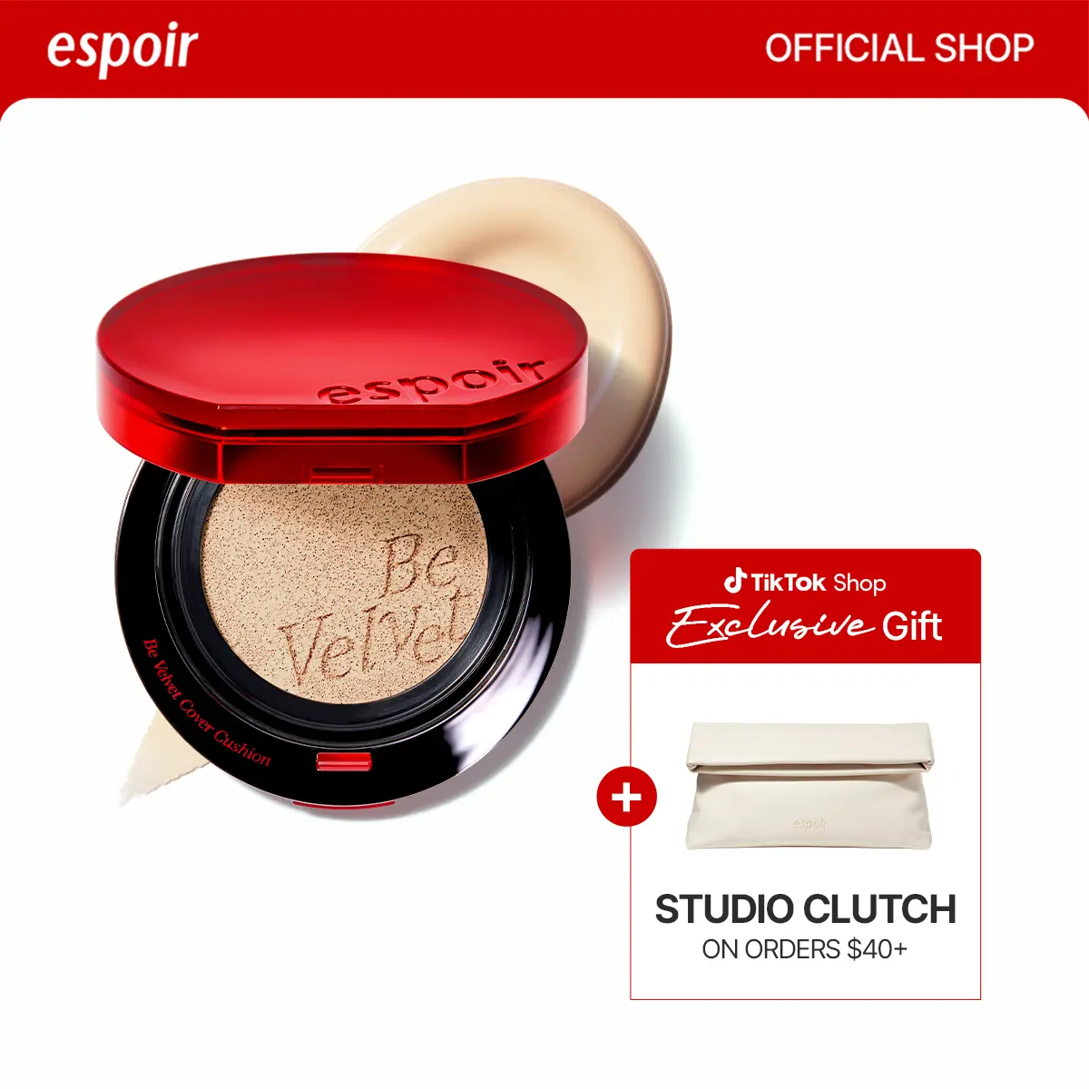 [Espoir Official] Be Velvet Peptide Cover Cushion - Hydrating Foundation, Buildable Matte Coverage, Peptides, Hyaluronic Acid, Smoothing, Non-Oxidizing, Lightweight, Long-Lasting, Vegan K-Beauty (31 Shades) Maquillaje