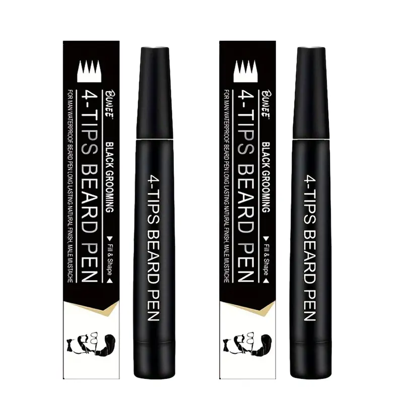 2-Pack Beard Pen – Instantly Fill Sparse Areas & Define Your Look Dual-ended precision tip (4 nibs) for effortless shaping and filling. Waterproof, sweatproof, yet easily removable with no residue. The ultimate multi-functional beard filler for natural-lo
