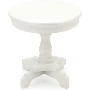 1:12 Scale Miniature Dollhouse End Table Wooden Round Side Tea Table Model Dollhouse Accessories Coffee Table for Living Room Scene Decoration White