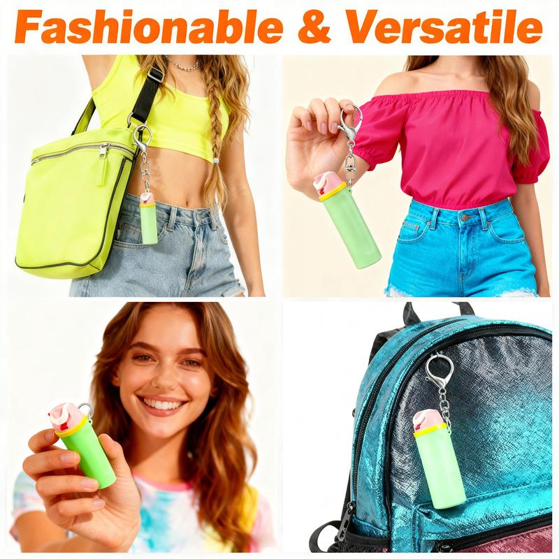 3D Printed Mini Water Cup Lip Balm Holder Keychain, Novelty Water Cup Keychains, Trendy Bottle Keychain, Chapstick Holder Key Chain