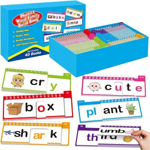 Word Family Build Book, 40 Read and Rhyme Flip Books, Learn to Read Phonics Flash Cards, Sight Words Flash Cards Kindergarten Flip Books for Kids Homeschool Preschool Learning Activities