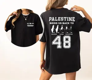Palestine Gaza Free Shirt, Vintage Graphic Oversized Double Sided T-shirt, Style Tee Free Palestinian Flag Gifts