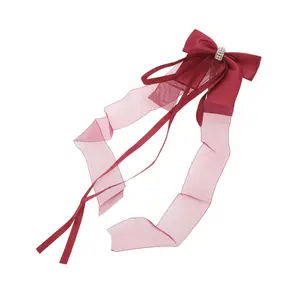 Unique Bargains Fashion Bow Ribbon Hair Clips Hairdo Clip 1 Pc