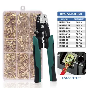 450 Piece Quick Connect Terminal Set, O-Ring Non-Insulated Copper Ring Wire Terminals, Multi-Function Crimp Tool Kit for Car Audio Wiring, Quick Connect Connector