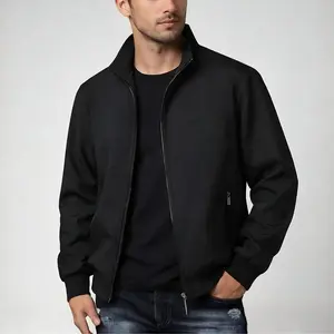 Men’s minimalist stand-collar jacket — comfortable, versatile business-casual outerwear with side zip pockets; spring/autumn top for everyday casual wear