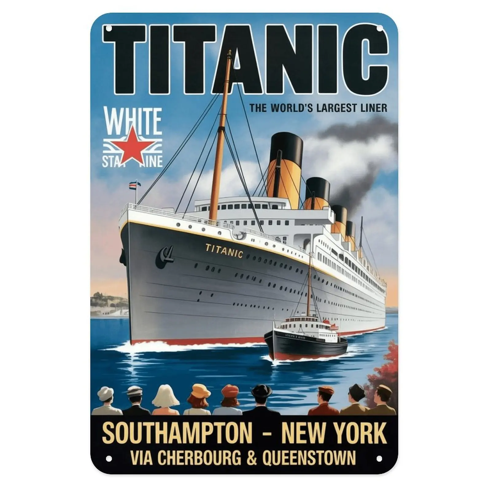 Titanic Ship Tin Sign, Vintage Ocean Liner Poster Metal Sign Print Aesthetic Room Decoration for Home Bedroom Kitchen Bar Coffee Bathroom Indoor Outdoor Wall Decor, 8 X 12 in