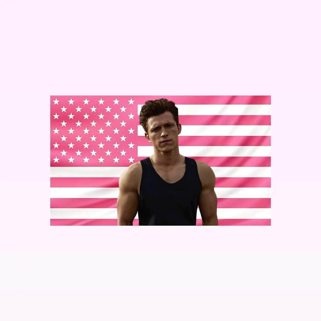 Tom Holland Pink American Flag Tapestry – Actor Wall Art | Aesthetic Pink Flag | Superhero Fan Decor | Movie Room Gift