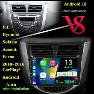 Hizpo Android Auto 2 Din For Hyundai Solaris Verna Accent 1 2010-2016 Car Radio Multimedia Video Player Carplay WIFI GPS