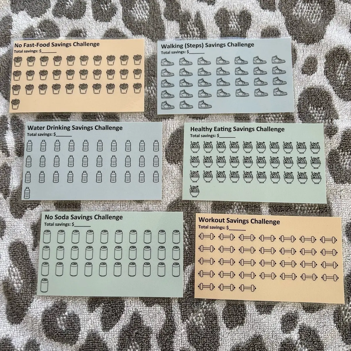 Laminated Healthier Living Money Saving Set of 6 Sheets - Pastel Set