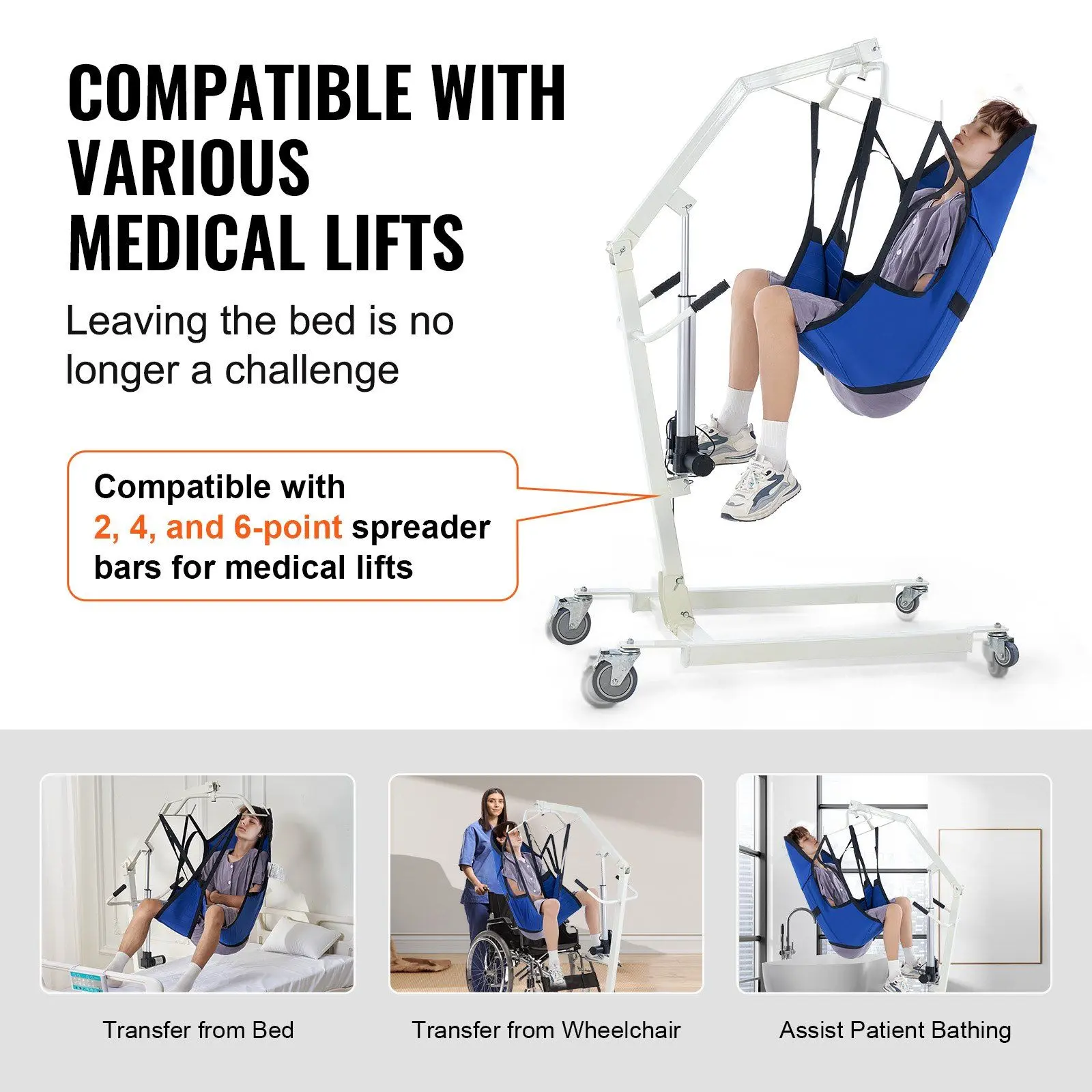 Spring new arrivals Patient Lift Sling with Head Support Large-Size U Shape Divided Leg Sling