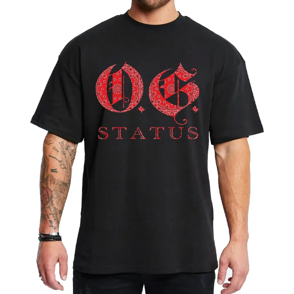 OG Bandana Status Red Design Chicano Clothes Chicana Cholo Chola Style Unisex Hoodie Medium Heavy Sweatshirt for Men & Women Streetwear Loose Fit 50% Cotton 50% Polyester - Fabric, Menswear 2103
