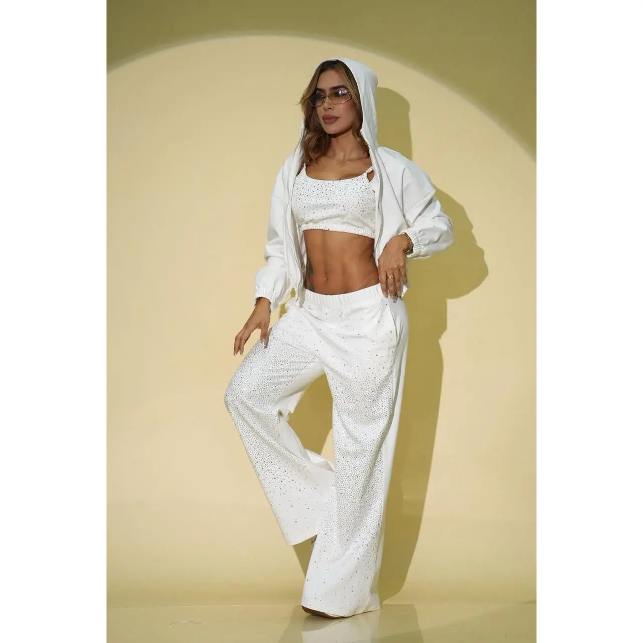Women's 3-Piece Rhinestone Sport Set - Gym, Fitness & Outdoor Sports Clothing