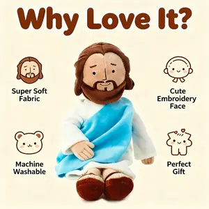 Cuddly Jesus Stuffed Plush 13-inch Ultra Soft Premium Fabric Religious Faith Gift for Kids & Adults Machine Washable Perfect for Baptism Christmas