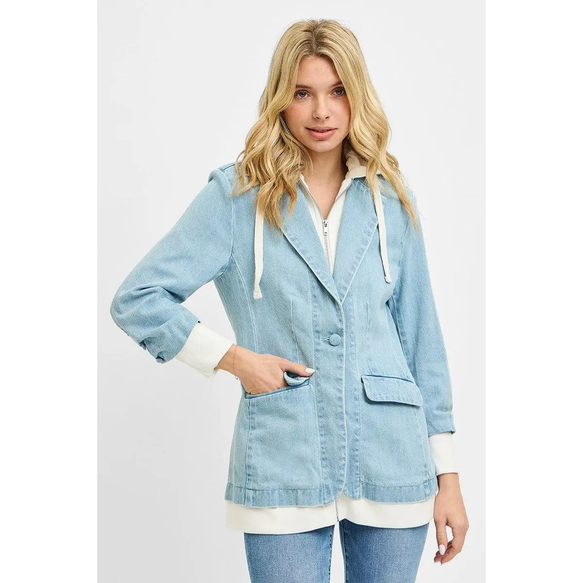 RISEN One Button Blazer with Hoodie Jacket