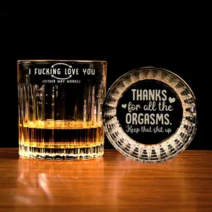 Thanks For All The Orgasms, I F*cking Love You Whiskey Glass, Valentine Gift for Husband, Gift for Him