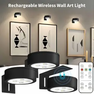 1/3/6PCS Rechargeable LED Wall Lamp Set Tri-Color Dimmable Artwork Lighting Night Light with Remote Control Touch-Sensitive Dimming Wall Lamp Ideal for Wall Decor Lighting Home Bedroom Artwork Lighting Room Decor Gallery Art Display