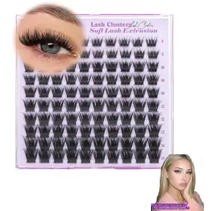 8-14mm Short Fluffy Wispy Cluster Lashes, CC Curl Natural Volume Individual Eyelash Extensions, Wide Soft Band Easy Quick DIY Lashes, Beginner Friendly Reusable Natural Lash Clusters for Daily Makeup