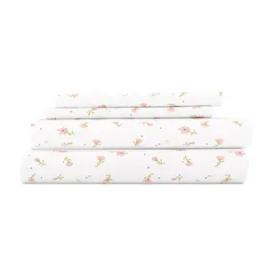 Soft Floral Pattern 4-Piece Sheet Set