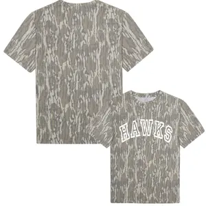 Unisex Hawks Mossy Oak Bottomland Camo Printed Shirt, Stretch Fabric, Streetwear Casual Material Versatile Styling Soft Fabric Edgy