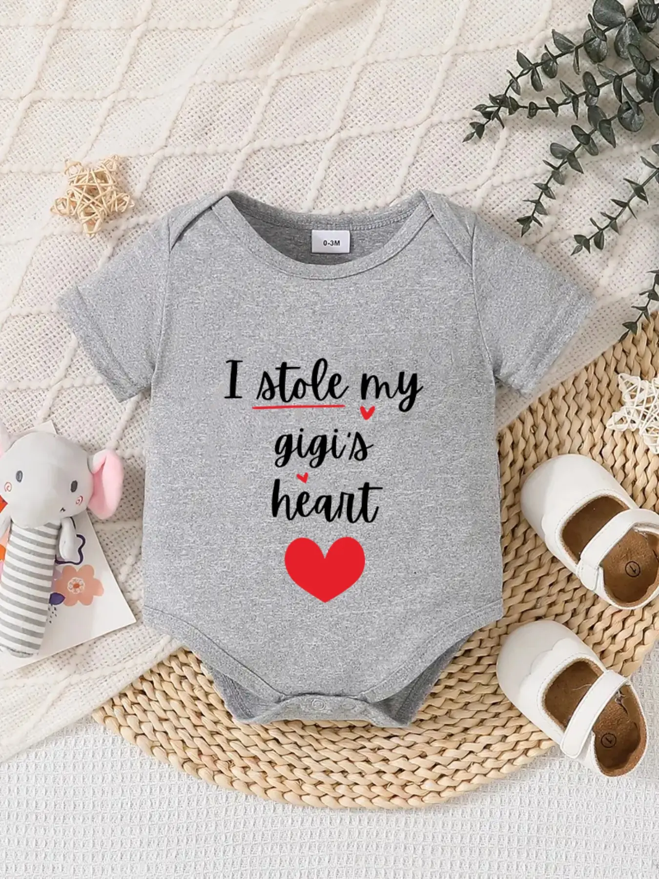 Newborn Summer Short Sleeve Triangle Onesie, Newborn Onesies, Unisex Baby Soft Skin-Friendly Jumpsuit, Cute My Gigi Theme, Fitted Style