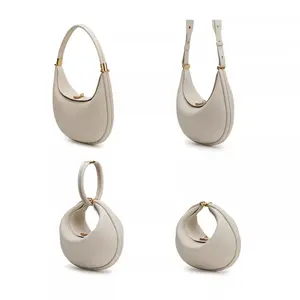 New Designer Medium Crescent Bag Single Shoulder Crossbody for Women Vegan Leather Adjustable Strap Magnetic Closure Lined Interior Zippered Pocket